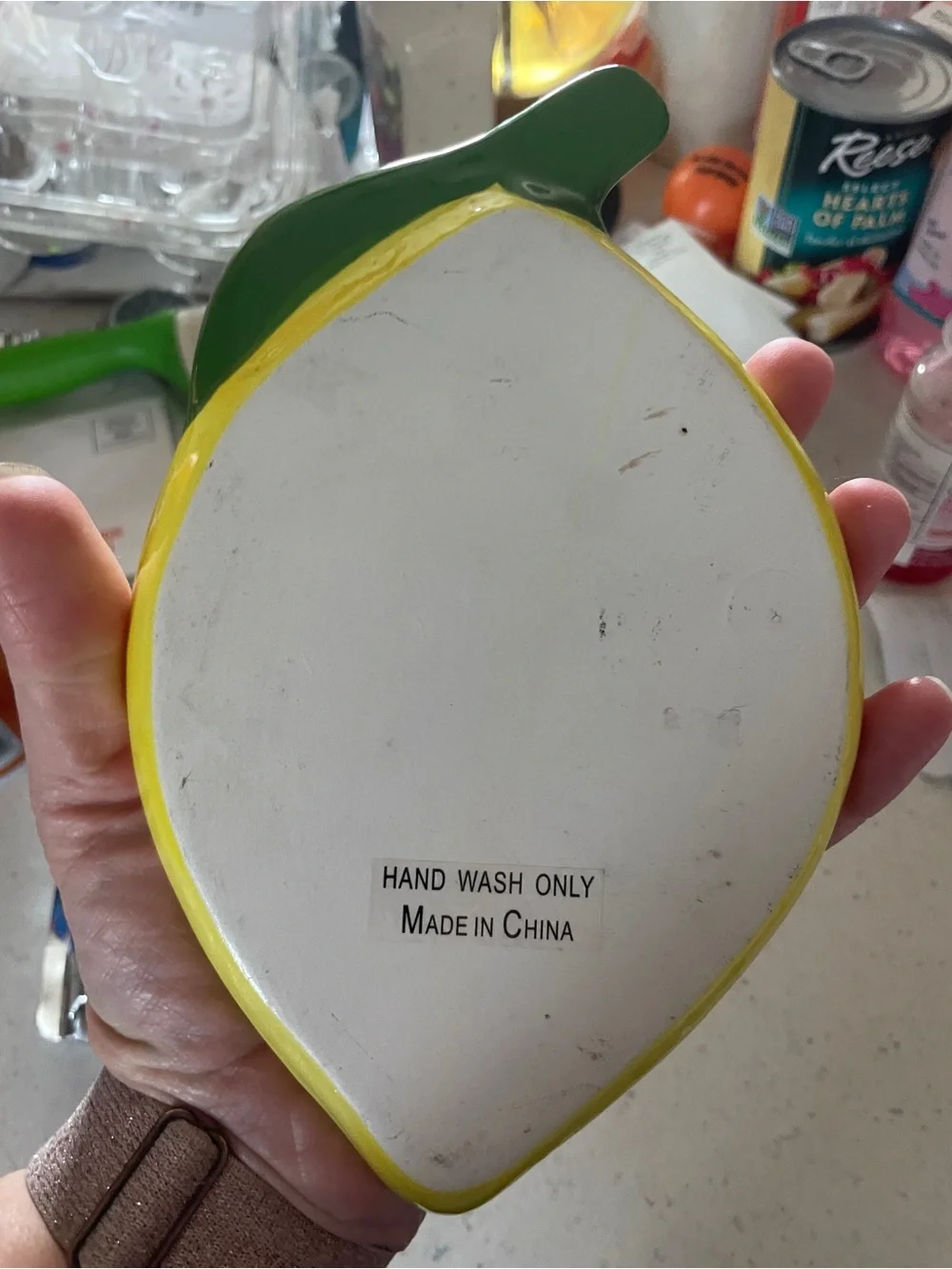 Ceramic Lemon-Shaped Serving Dish - Yellow & Green